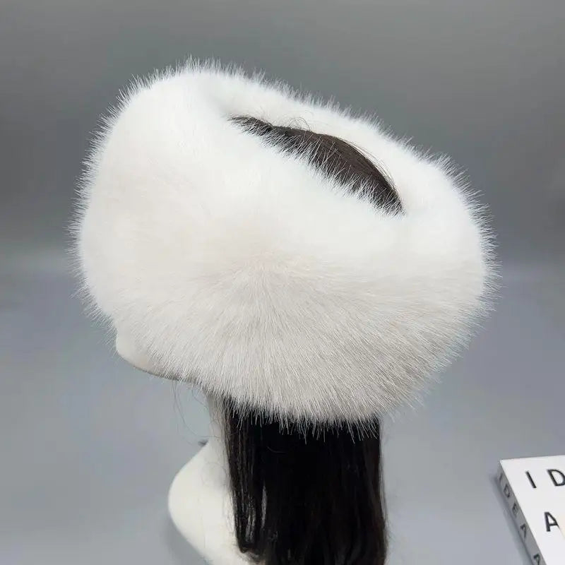 Fashion Fluffy Fur Women's Winter Hat Warm Ear Protection Snow Ski Qme White