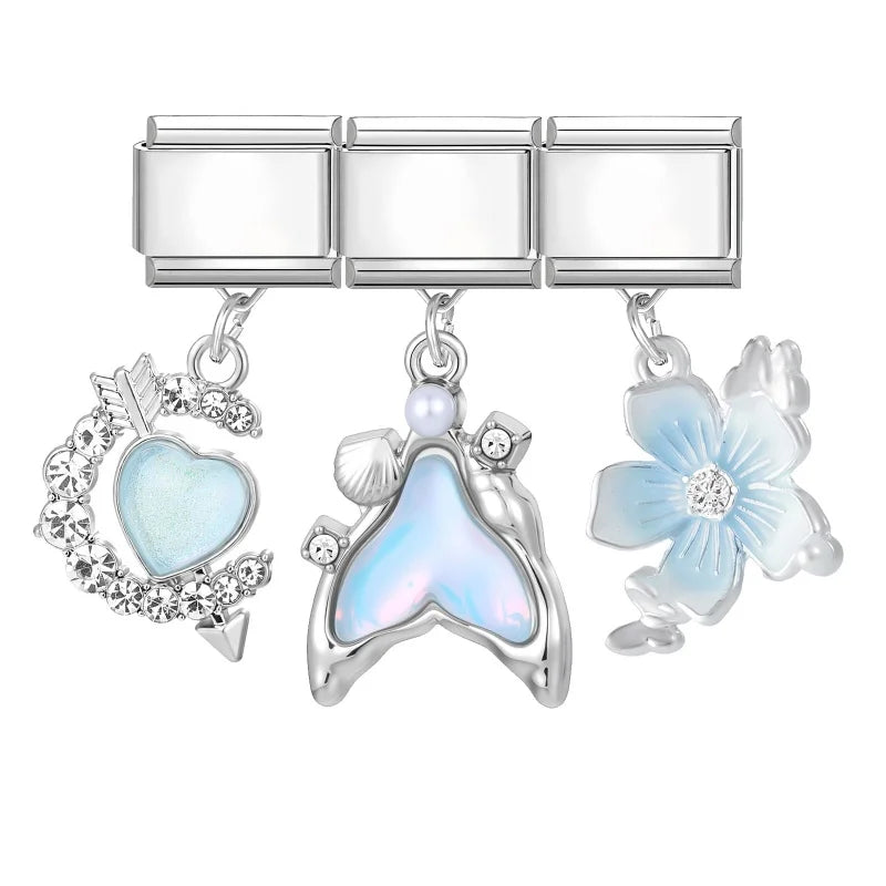 2026 Beautiful Blue Moon Heart Starfish Italian Charms Link Modular