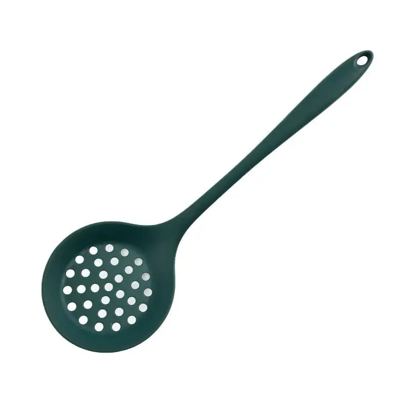 Silicone Strainer Non-stick Pan Spoon Ladle Slotted Cooking Utensil Qme Green