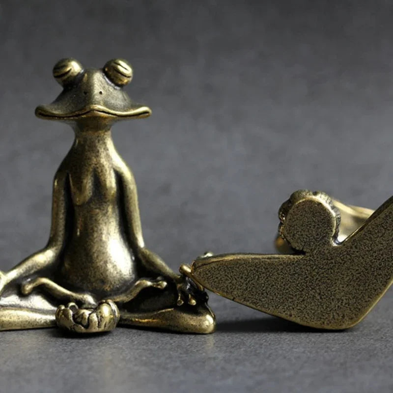 Retro Copperware Incense Socket Zen Frog Ornaments Solid Pure Copper Frog Tea Pet Incense Holder Ornaments Qme