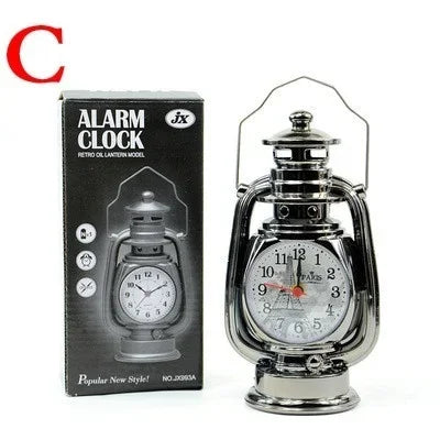 Retro Kerosene Light Alarm Clock Vintage Alarm Clock Table Clock Living Room Decor Articles Office Craft Ornament Qme A3