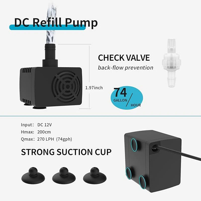 Fzone Aquarium ATO380 Auto Top Off Refilling System Fish Tanks Automatic Micro Water Pump Accessories Equipment 12v Goods Qme