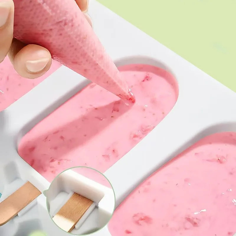 4-hole Silicone Popsicle Mold Homemade Ice Cream Juice Popsicle Mold Household Homemade Popsicle Mold Tray Qme