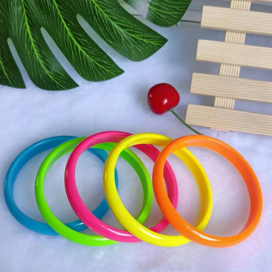 1CM Colorful Candy Acrylic Wide Face Bangle Bright Exaggerated Y2k Resin Bracelet Summer Hip Hop Sport High Street Bangle Qme