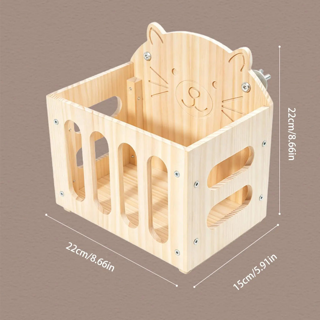 Bunny Hay Holder Cute Wooden Hangable Large Capacity Pet Supplies Qme