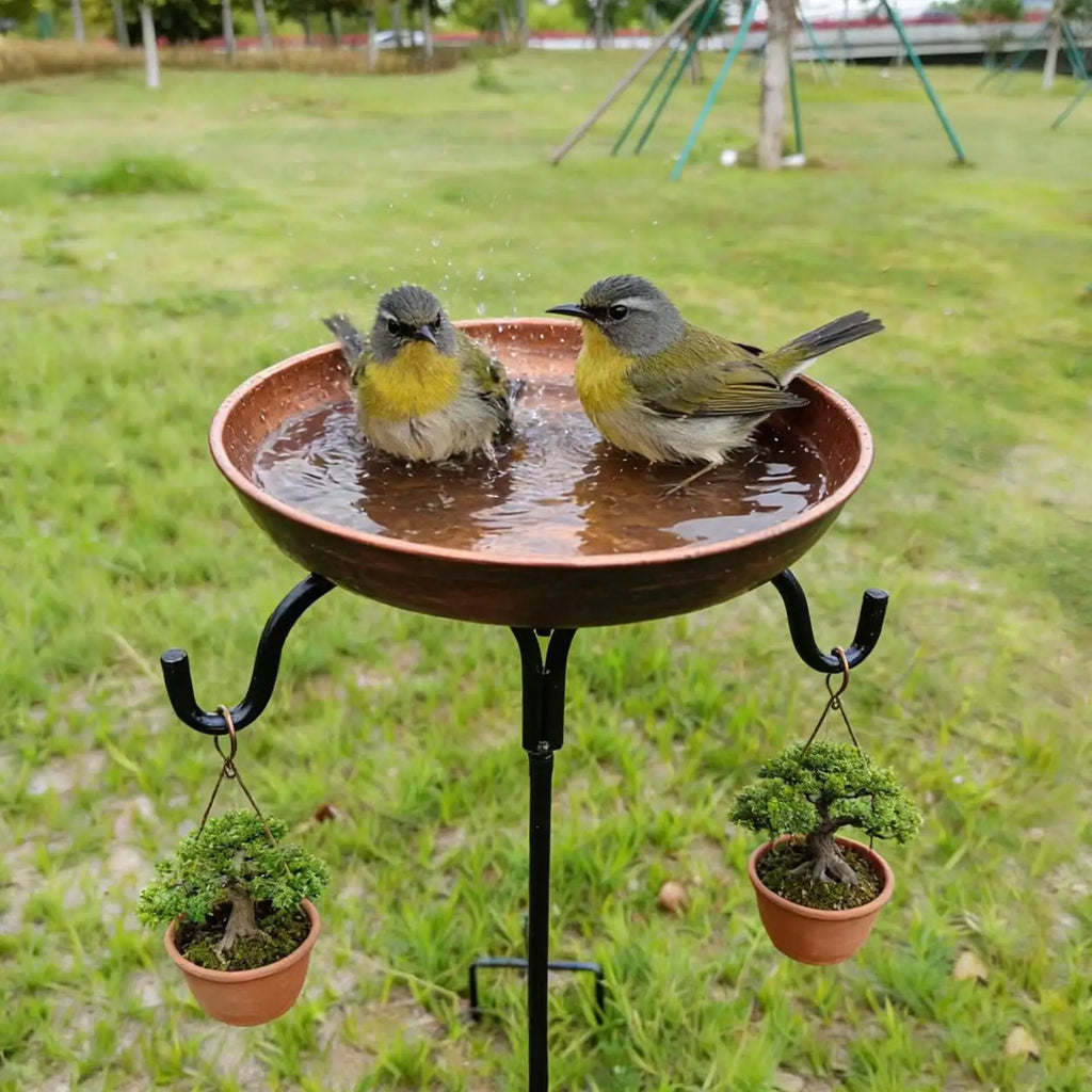 Metal Bird Bath Vintage Metal Feeder Outdoor Bird Bath Water Bowl For Garden Yard Patio Pathway Lawn Ground Park Hummingbird Qme