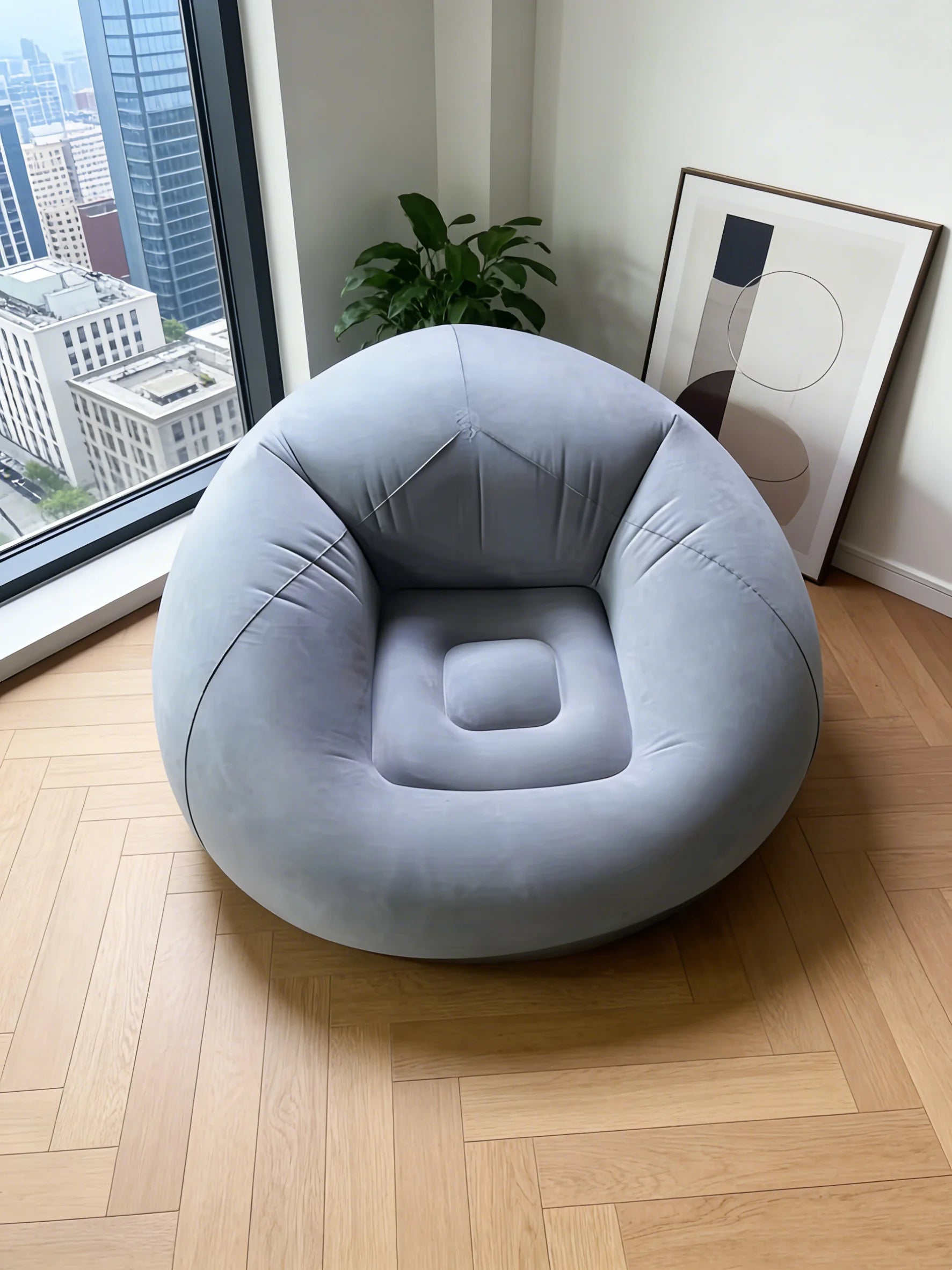 Portable Inflatable Round Air Sofa Soft Lazy Lounge Chair Indoor Outdoor Camping Relax Seat Qme