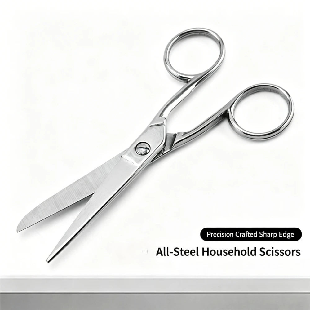 All Stainless Steel Household Scissors Sharp Precision Cutting Small Metal Scissor For Craft Fabric Paper Office Hair Trimming Qme