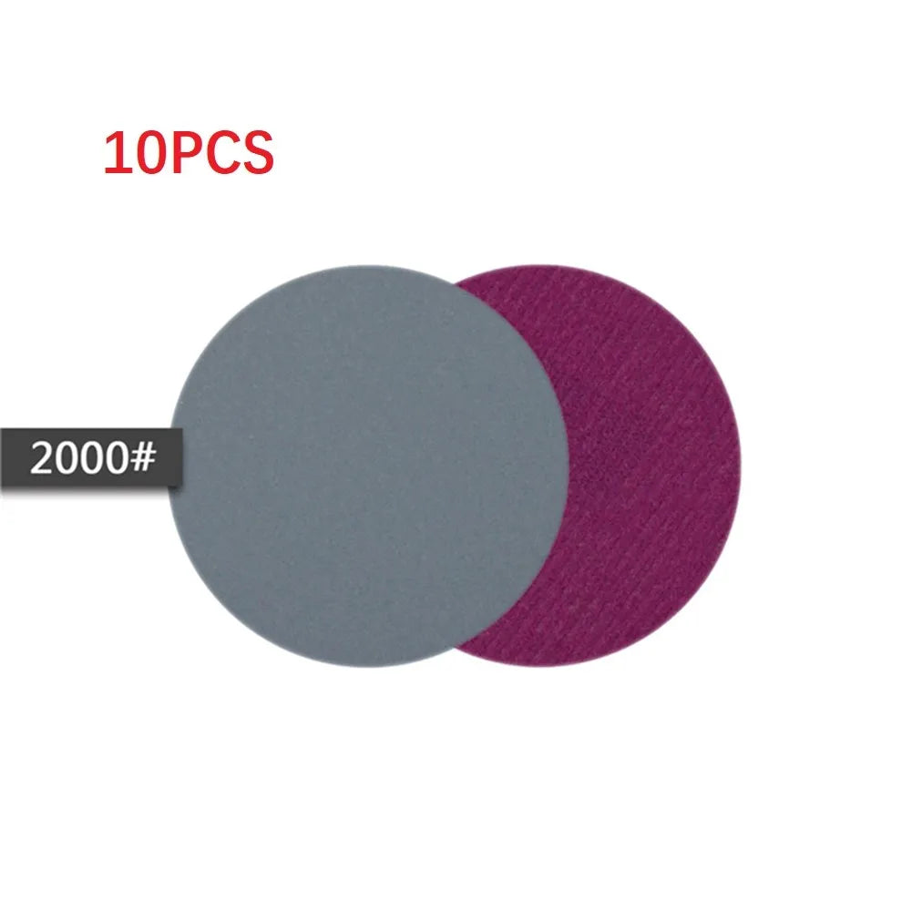 10Pcs Wet/Dry Sandpaper 3 Inch 75MM Hook And Loop Silicon Carbide 240-10000 Grits Waterproof Sanding Disc Qme 2000