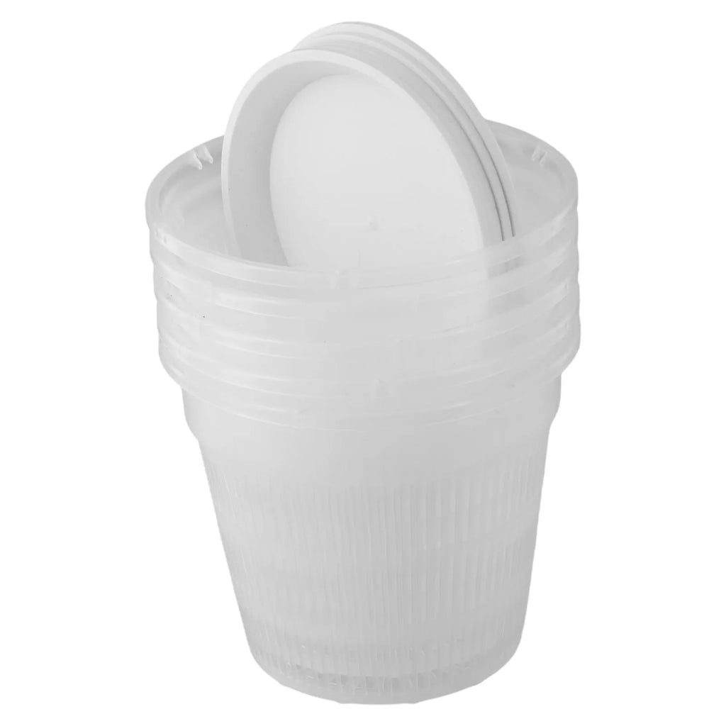 5pcs Clear Nursery Pots Garden Planting Pot Orchid Pot With Saucers Plastic Breathable Pot With Tray Repotting Pot With Holes Qme