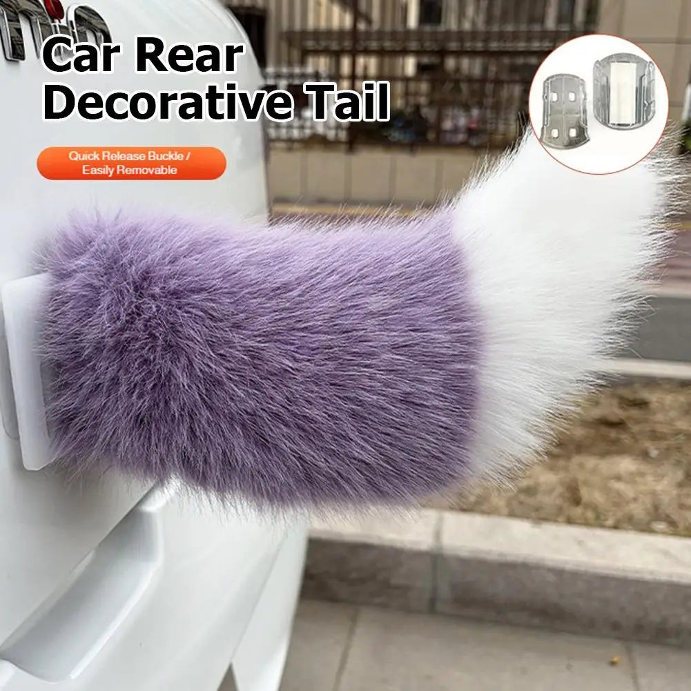 Fluffy Plush Tail Car Decor Strong Adhesive Easy Install Backpack Qme