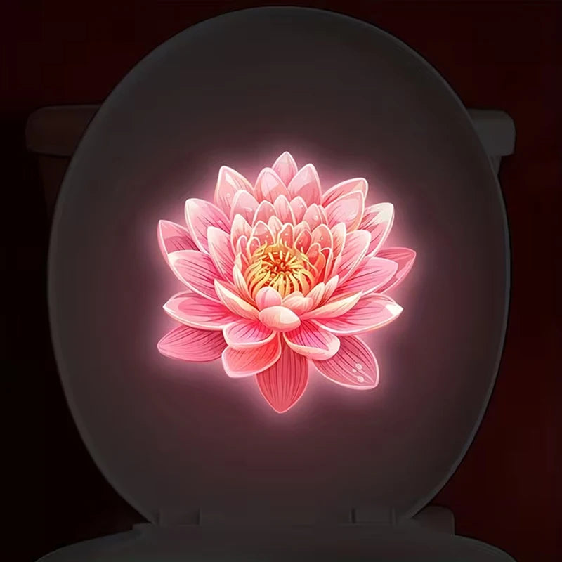 Luminous Toilet Sticker Glow-in-the-dark Flower Lid Self-adhesive Qme