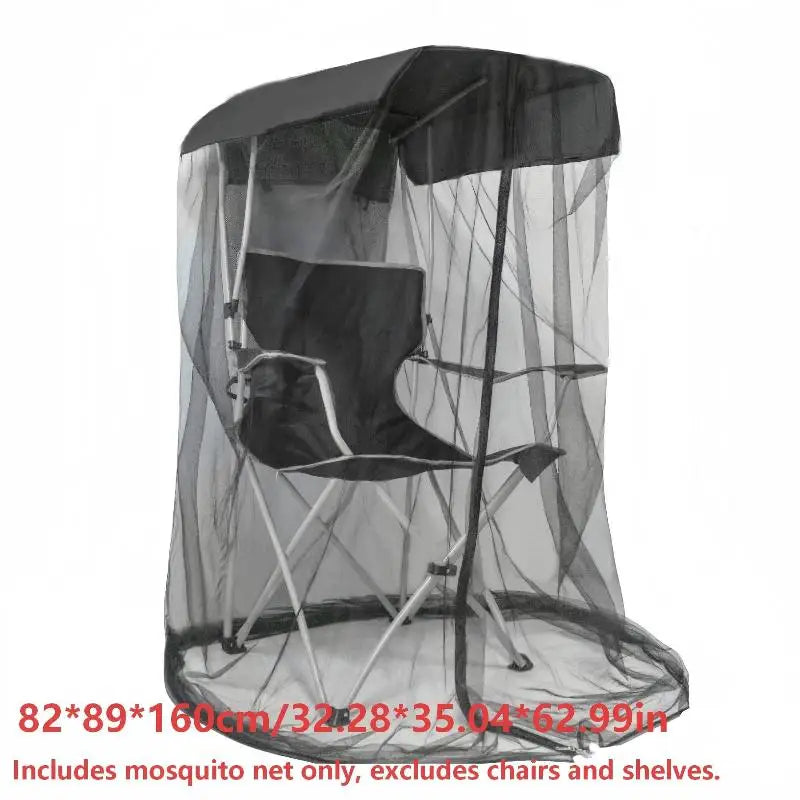 Portable Mosquito Net Camping Chair Outdoor Zipper Door Bug Screen Qme Gray 82x89x160cm