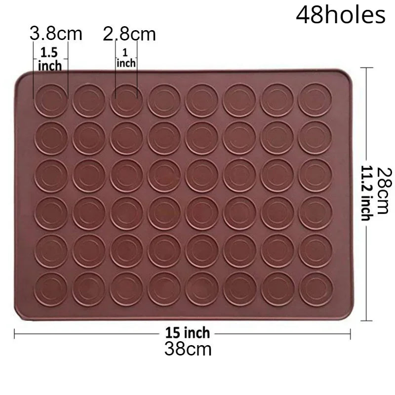 Silicone Holes Non-stick Macaron Macaroon Pastry Oven Baking Mould Qme 48 holes