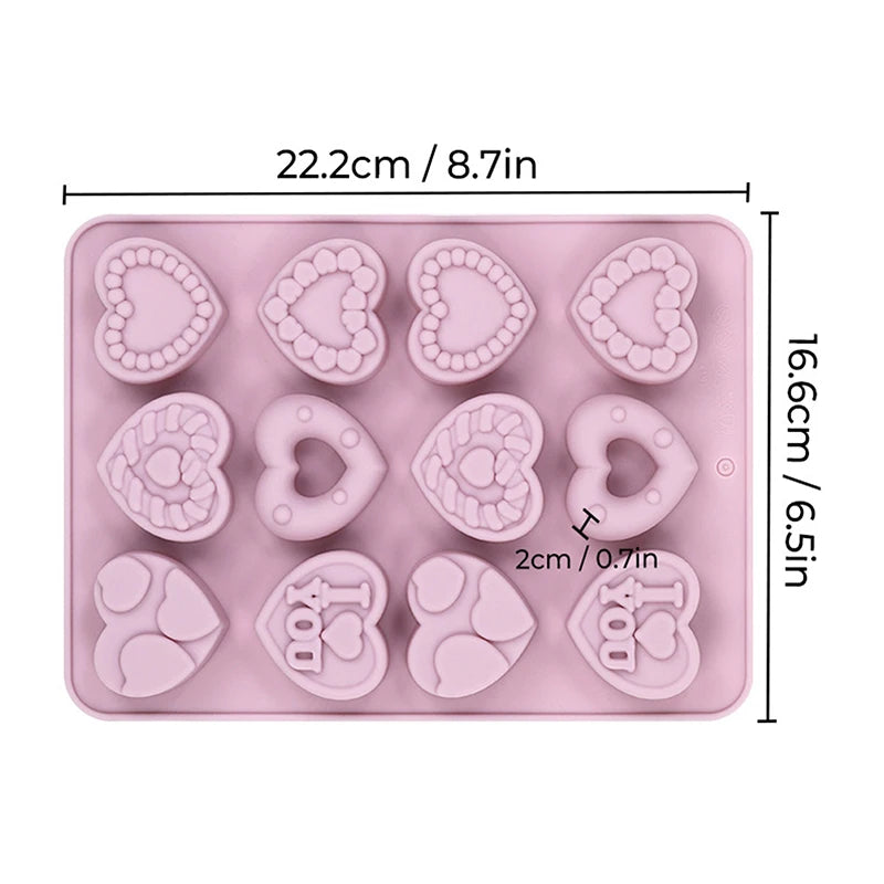 Heart Shape Silicone Mold, 3D Silicone Baking Mold For Fondant, Soap And Ice Cream, Easy Release Silicone Chocolate Candy Mold Qme A2