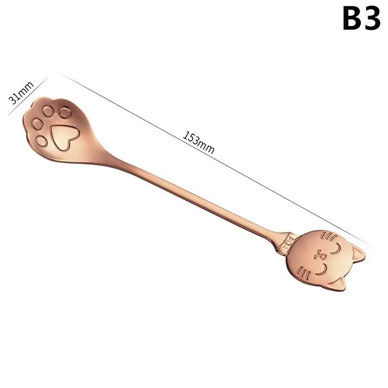 Stainless Steel Coffee Mixing Spoon Creative Cat Claw Spoon Ice Cream Cake Dessert Teaspoon Scoops Tableware Kitchen Accessories Qme B3