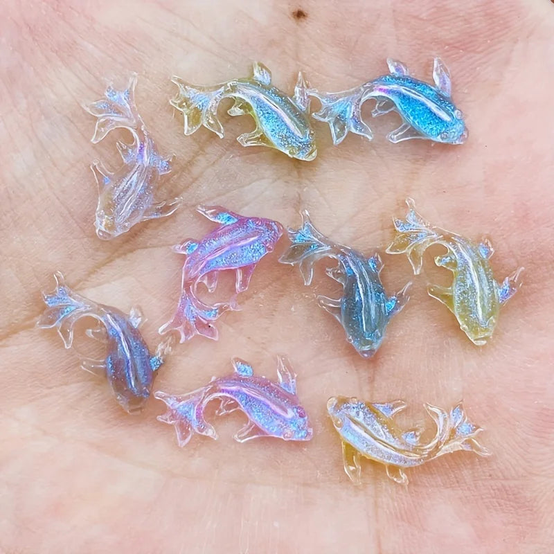 100Pcs/300pcs Mini Goldfish Resin Statue - Color Mixed, Nail Art Accessories, Perfect Jewelry and Accessories DIY Nail Art Acces Qme