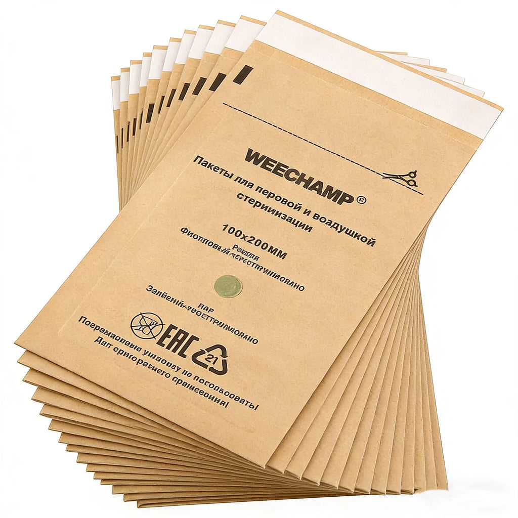 50PCS Self-Sealing Cleaning Pouches, Dry Heat Autoclave Kraft Paper Bags for Tattoo Dentist Tools and Nail Art Supplies Qme