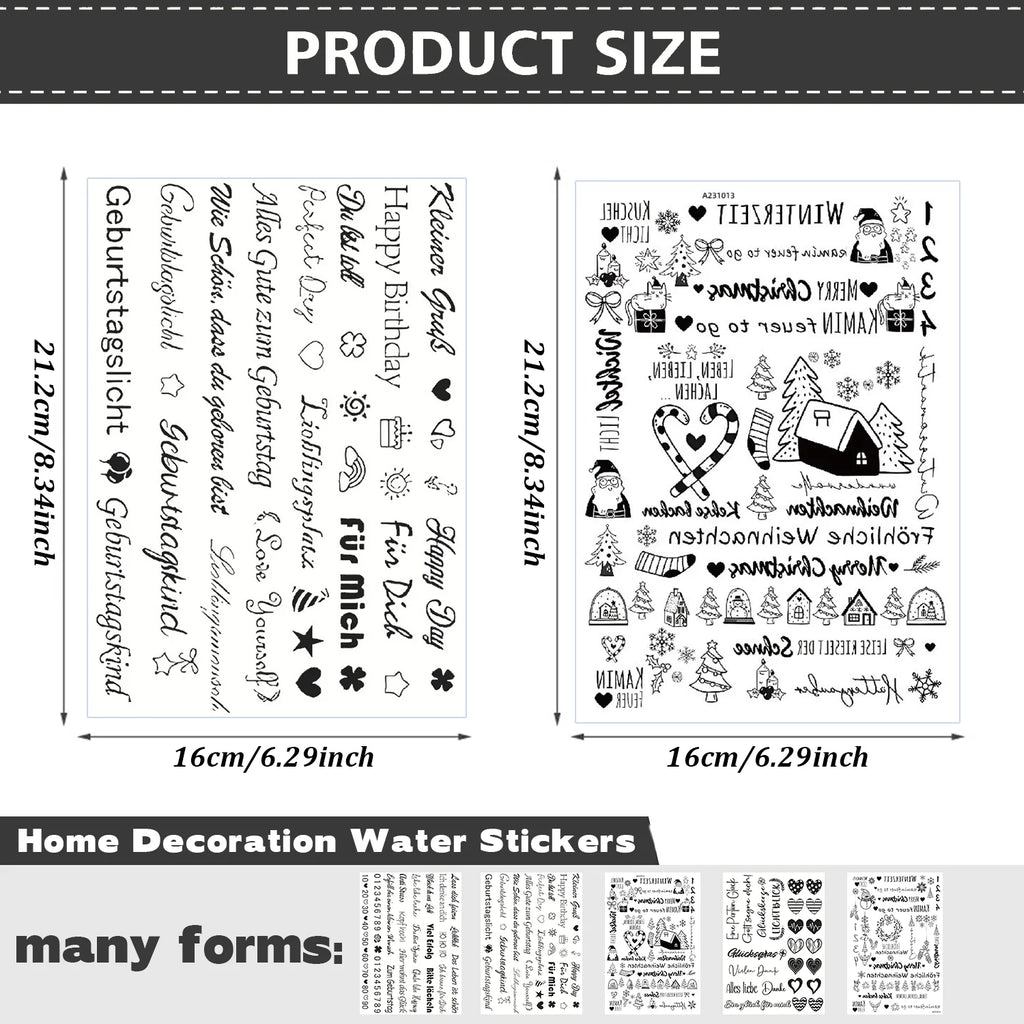 5Sheets Chirstmas Decoration Stickers Diy Candle Surface Decor Stickser Self Adhesive Candle Decals Water Transfter Sticker Qme