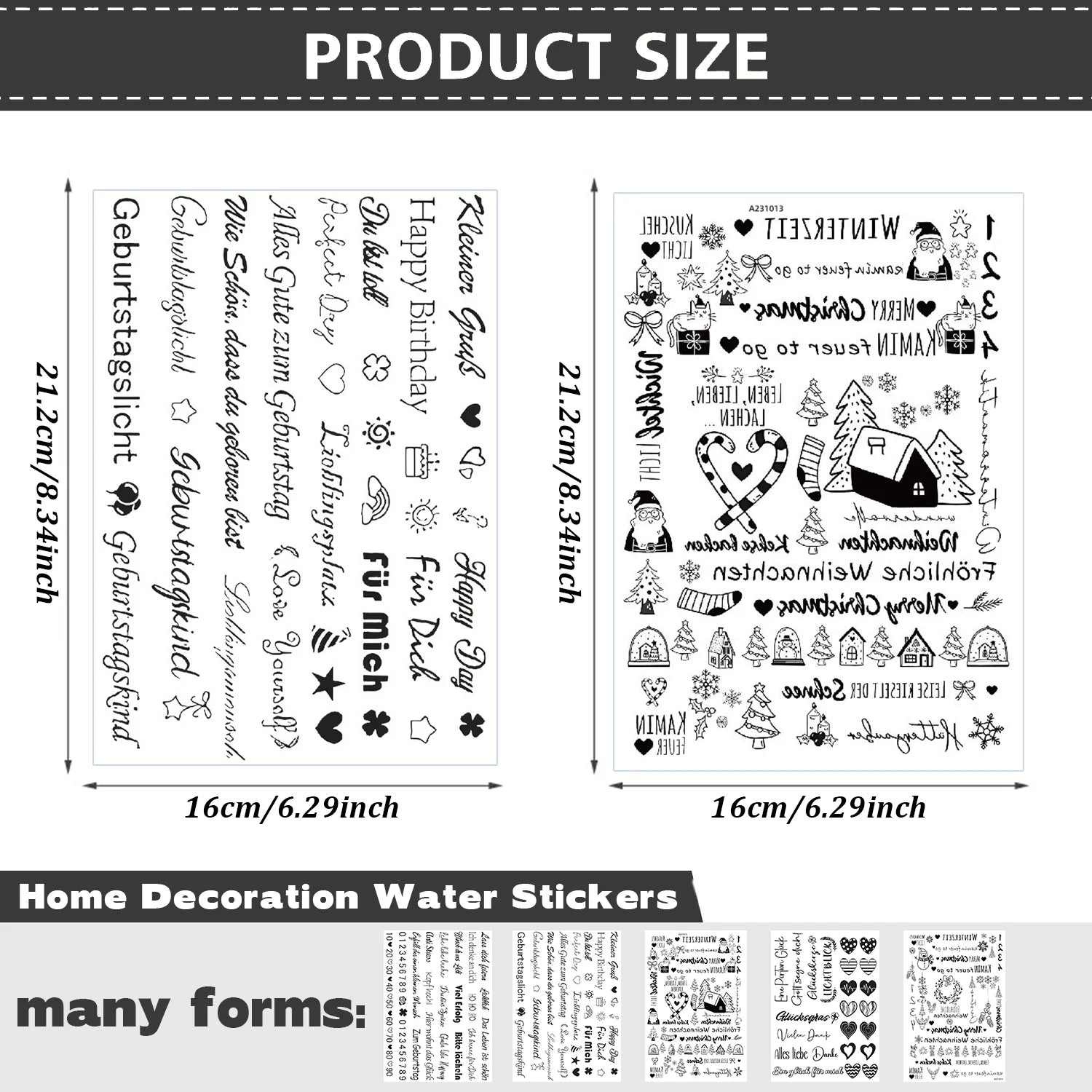 5Sheets Chirstmas Decoration Stickers Diy Candle Surface Decor Stickser Self Adhesive Candle Decals Water Transfter Sticker Qme