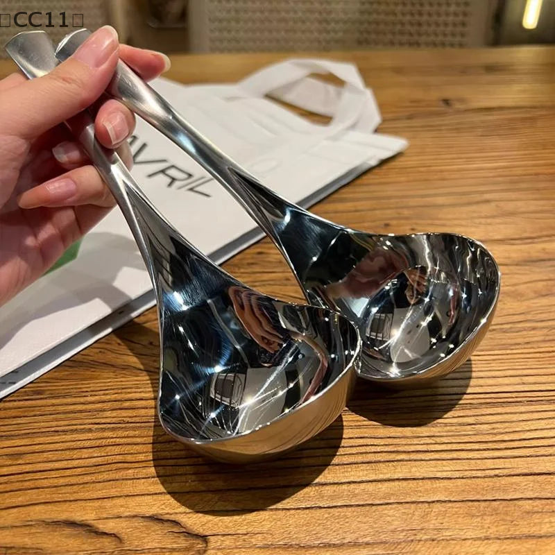 CC112 Thicken Stainless Steel Spoon Long Handle Pot Scoops Cooking Qme
