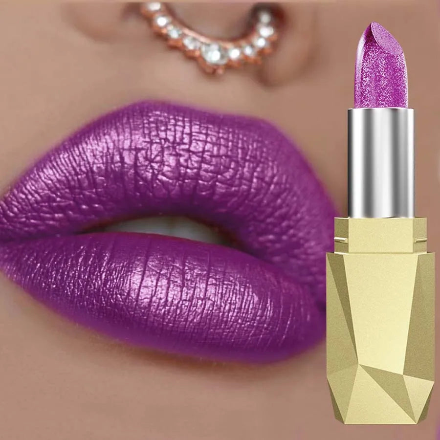 Diamond Shimmer Purple Glitter Lip Tint Long Lasting Waterproof Oil Qme 113