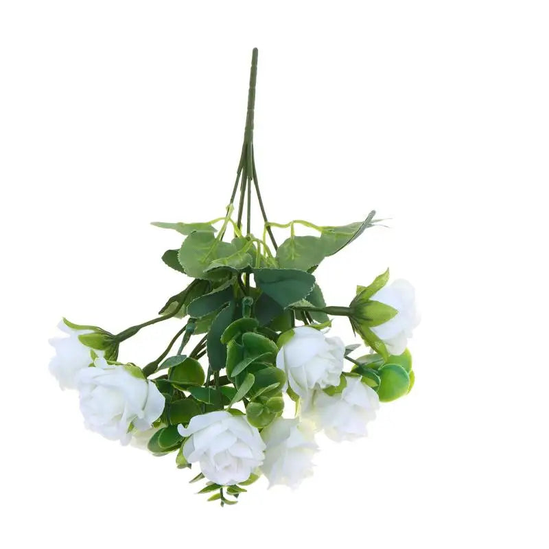 Artificial Silk Rose Bouquet - Add Timeless Beauty to Your Wedding, Home or Holiday Decor with These Lifelike Fake Roses Qme White 1pcs