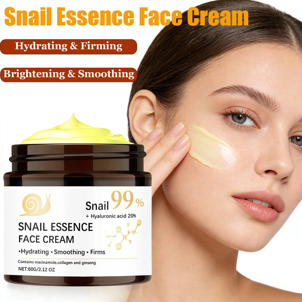 Snail Mucin Face Cream Firming Moisturizing Dry Skin Brightening Anti-Aging Smoothing Fade Fine Lines Soothing Repair Face Cream Qme
