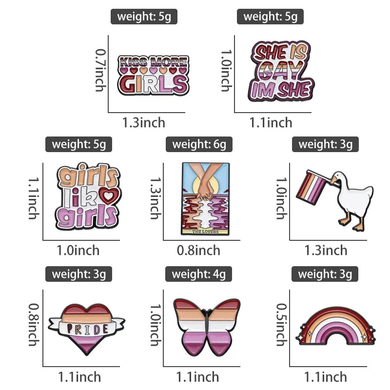 Lesbians Rainbow Series Enamel Pins Girls Like Girls Brooches Lapel Badges Backpack Jewelry Gift for Loves Friends Wholesale Qme