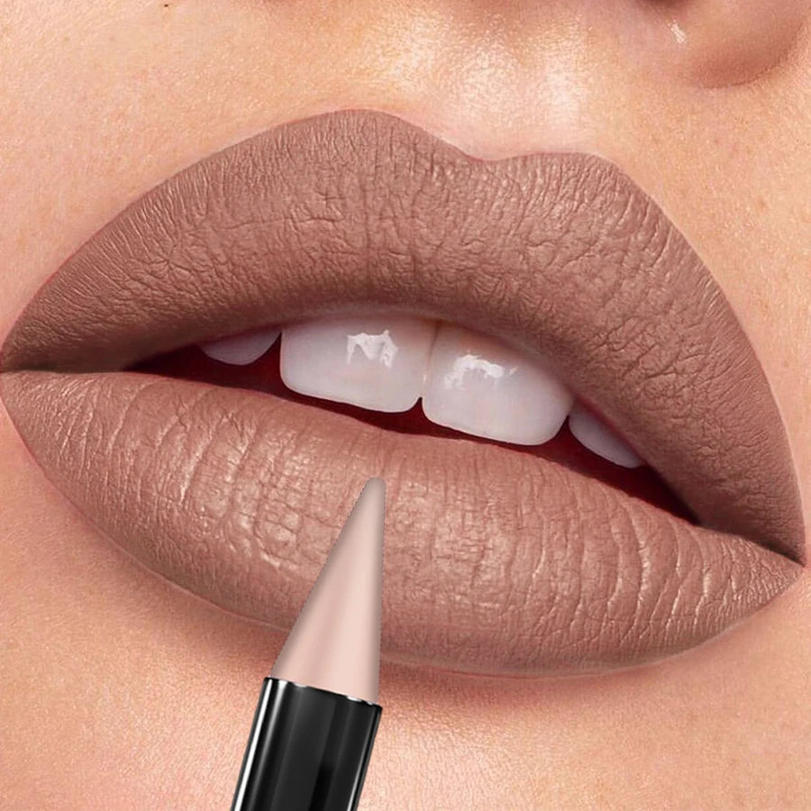 Matte Sexy Lipstick Non Fading Brown Lipliner Pen Contour Tint Qme