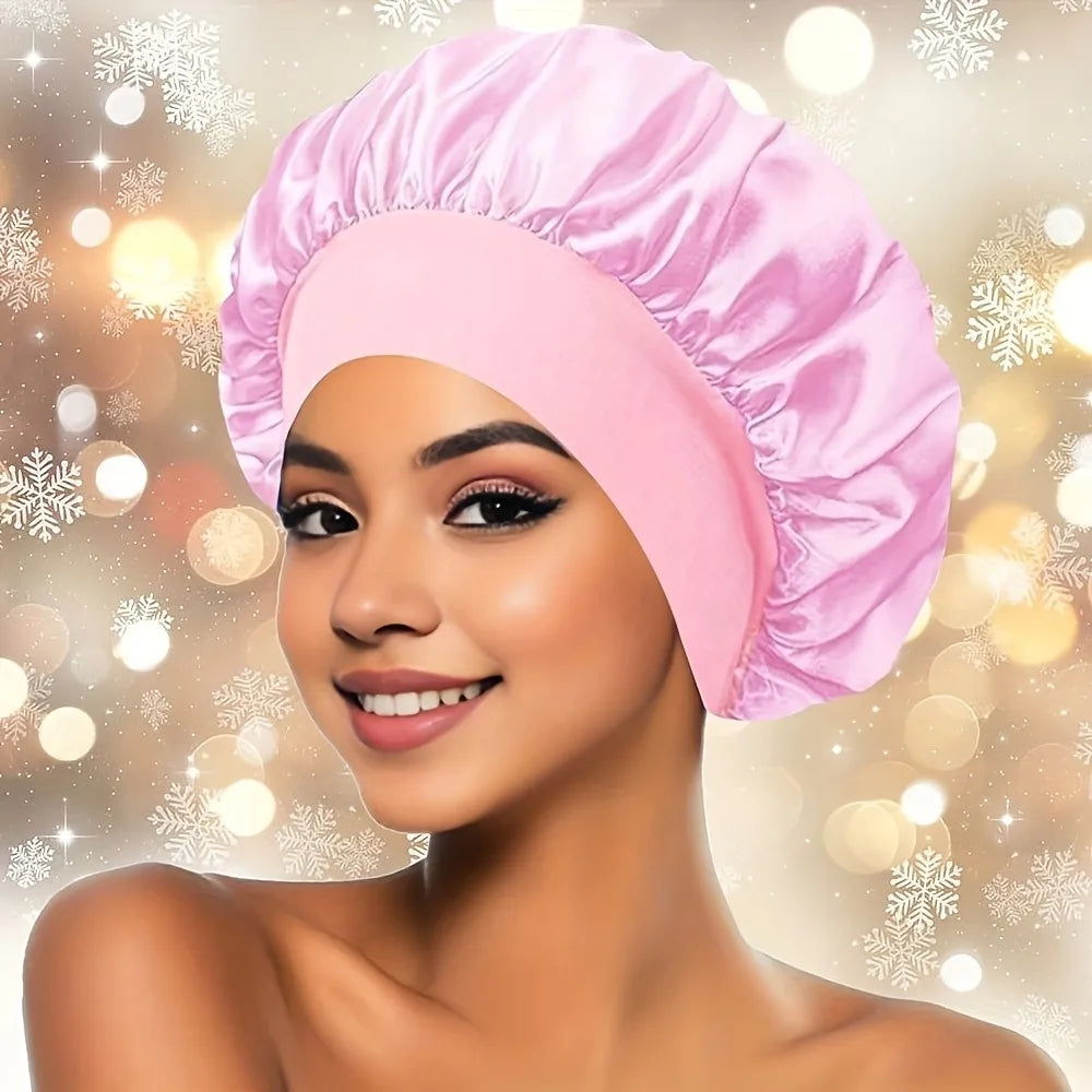 Satin Wide-brimmed Nightcap Styling Silk Headband Sleeping Qme Pink