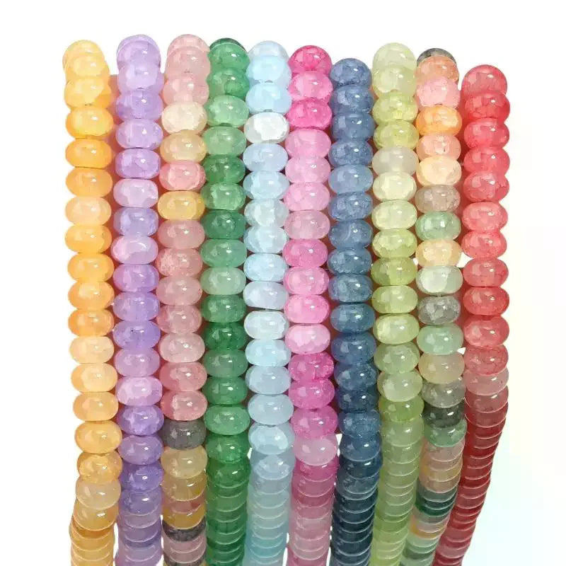 5x8mm Colorful Loose Glass Beads Abacus Flat Round Style for DIY Jewelry Making Home Craft Activities Qme