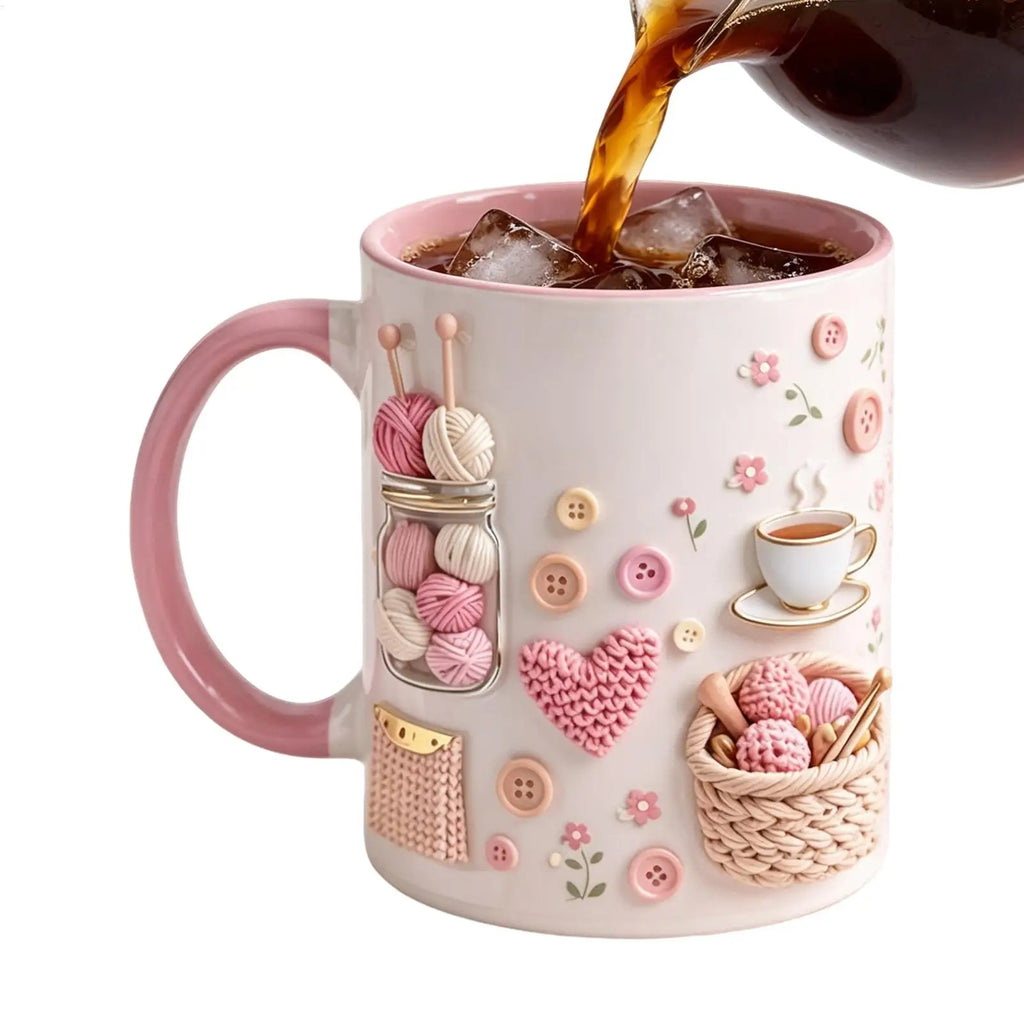 Funny Coffee Mug 350ml Ceramic Crochet Desk Decor Novelty Water Mug Coffee Cups for Women Mom Friend Sister Birthday Christmas Qme
