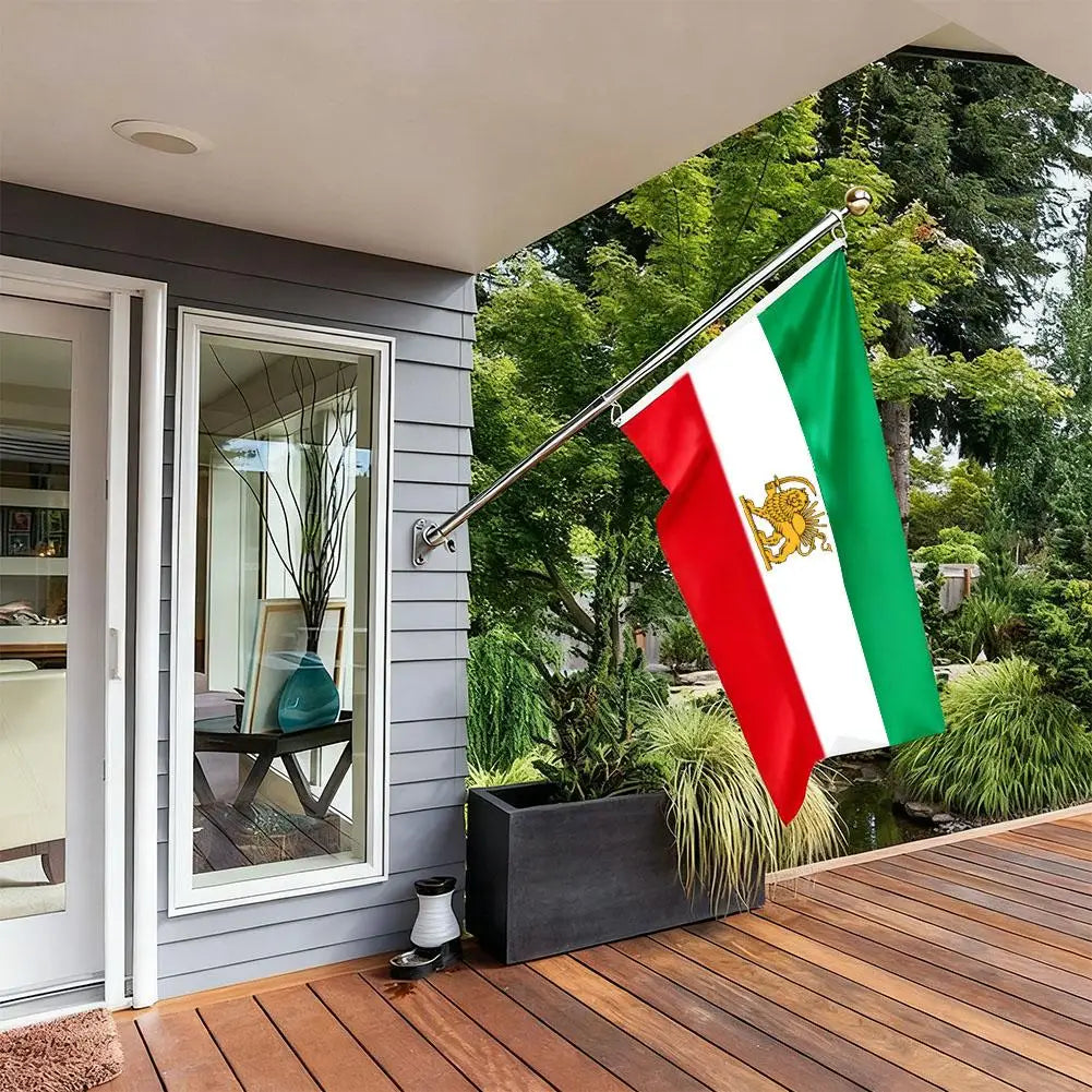 Iran Flag Lion Crown Banner Pendant Pahlavi Dynasty Sun Flag Iranian Polyester Decoration Gardening Home Outdoor Decor Qme