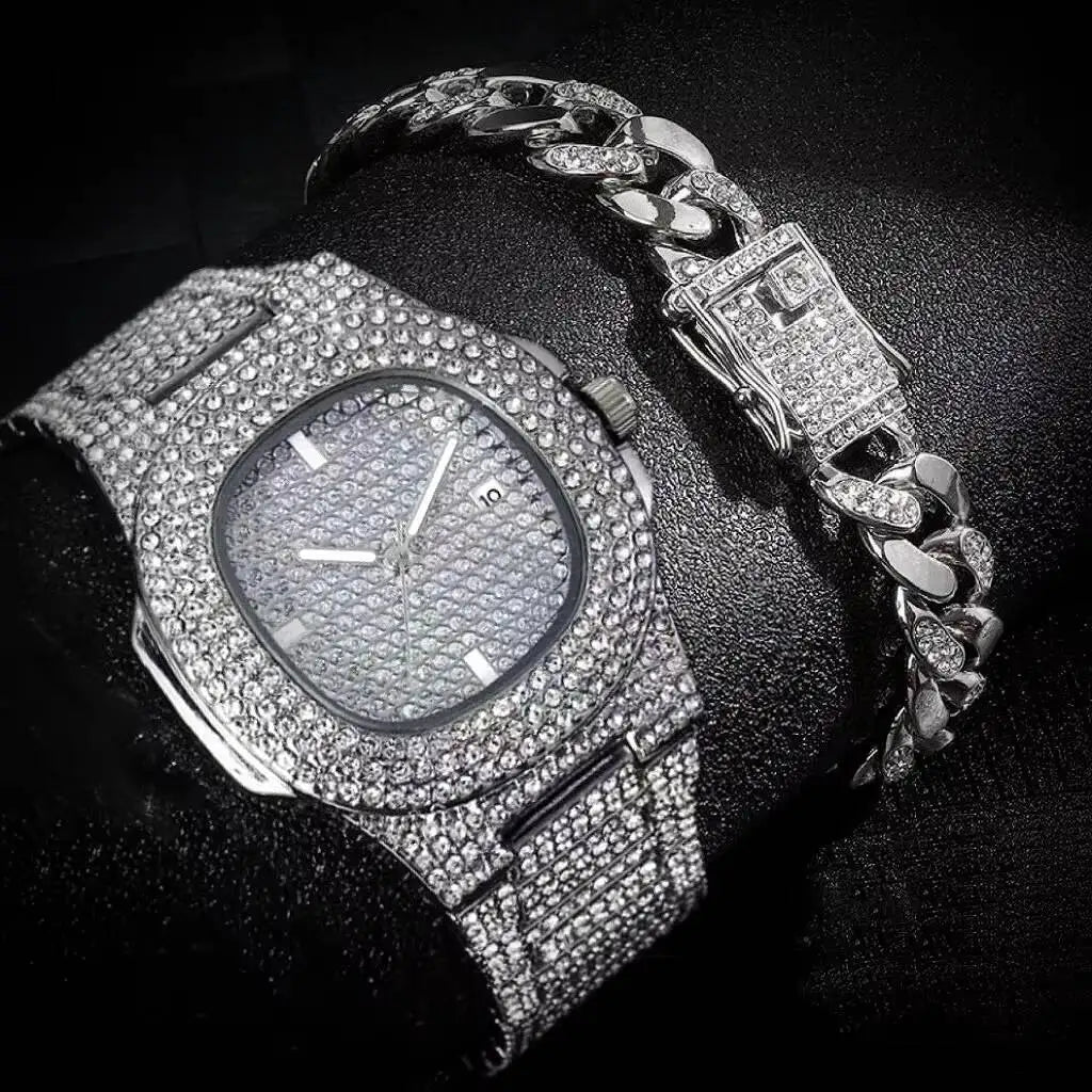 Relógio de pulso masculino de quartzo com calendário, aço inoxidável, relógios esportivos masculinos, luxo Qme silver