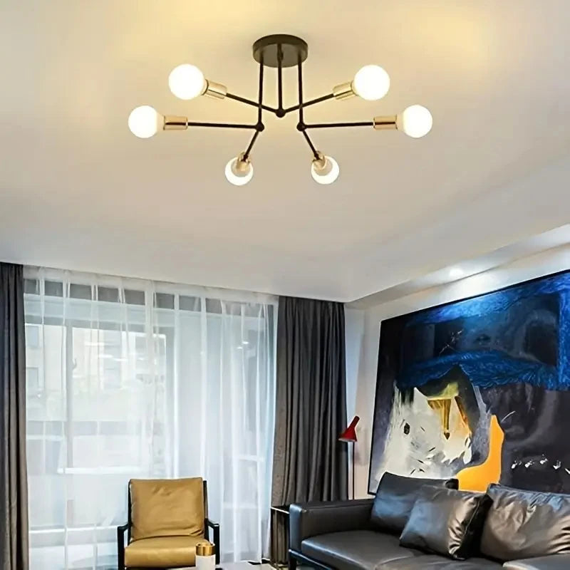 Modern Led Spider Ceiling Lighting Industrial Iron Black/Golden Nordic Minimalist Home Decoration Living Room Dining Room Ceilin Qme