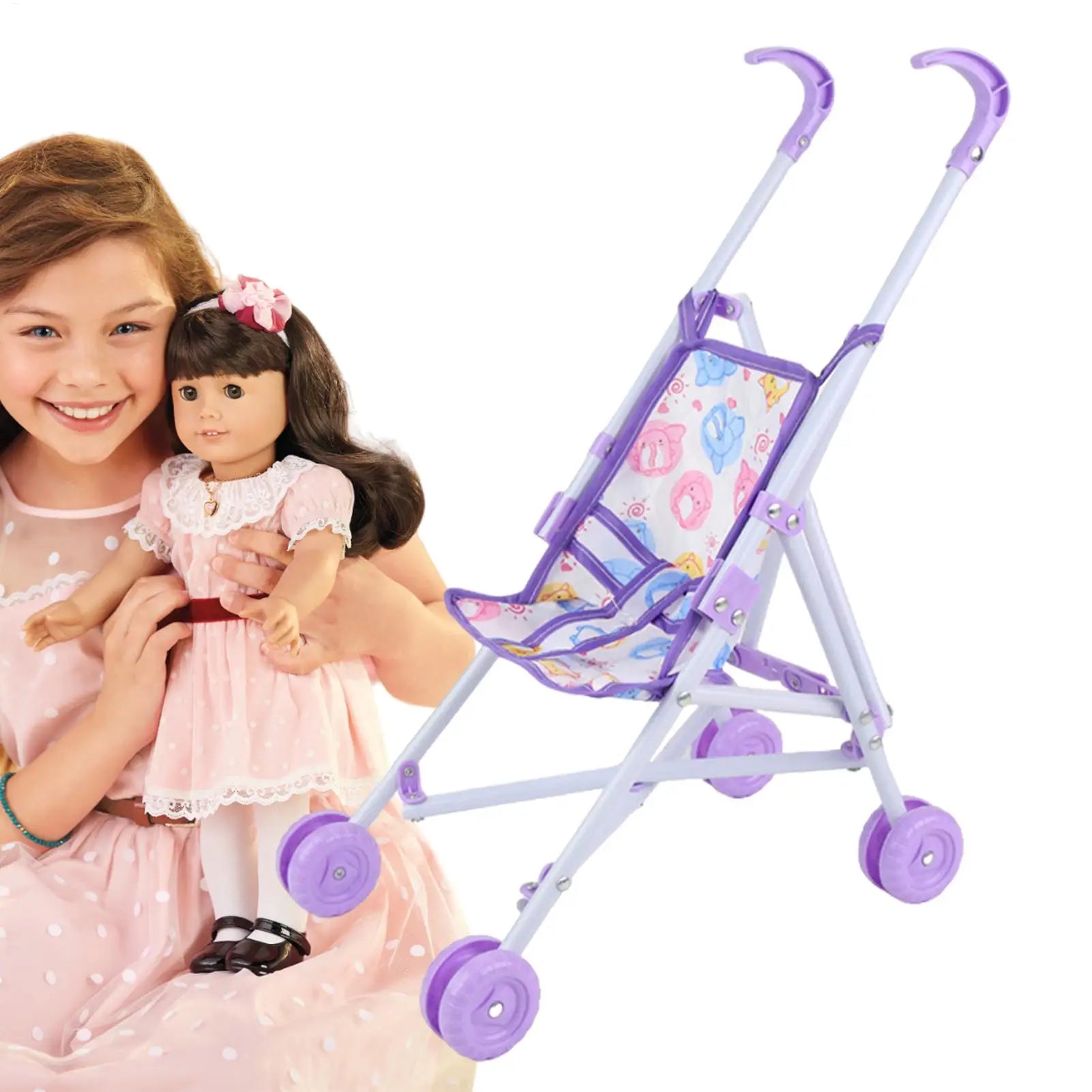 Girl Doll Toy Stroller Realistic Stroller Toy Role Play Pretend Doll Pram Dress Up Game Accessories for Home Birthday Qme