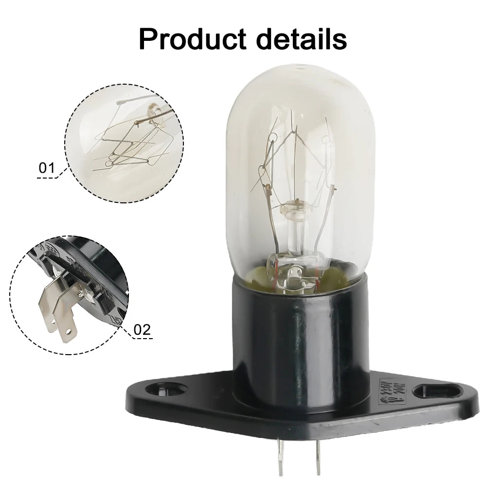 2A 250V 20W Microwave Oven Bulb Refrigerator Lighting Bulb Base Design With Holder Replacement Universal Qme