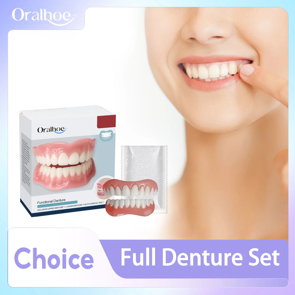 Temporary Denture Reliner Kit Cover Missing Broken Teeth Upper and Lower Dental Veneers Enhance Aesthetics Fake Tooth Oral Care Qme
