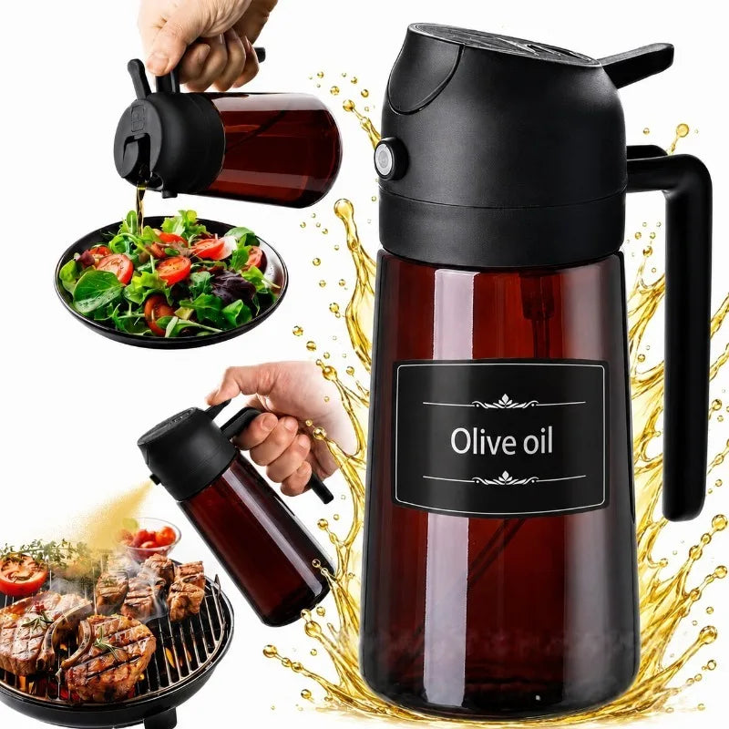 470ML/16oz Olive Oil Dispenser 2 in 1-spray and Pour Glass Oil Sprayer Used for Cooking Air Fryer Barbecue Baking Salad Qme