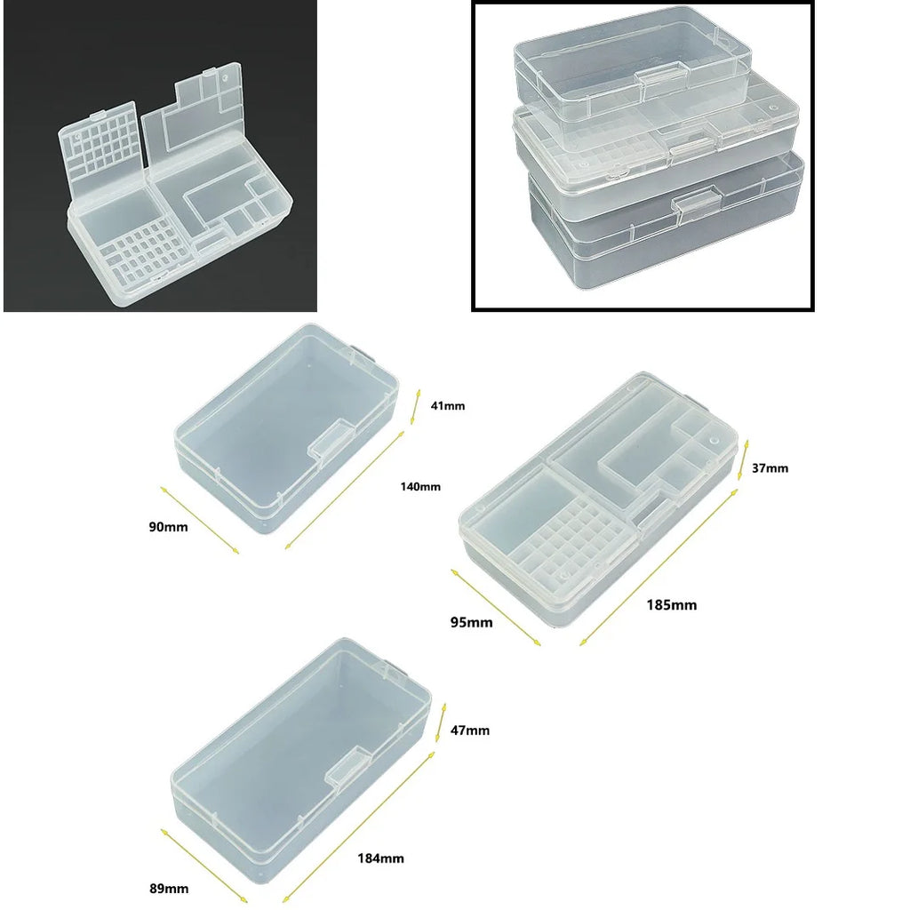 1pcs Transparent Rectangle Plastic Storage Box Screw Holder Case Organizer Container Jewelry Nail Art Equipment Tools Case Qme