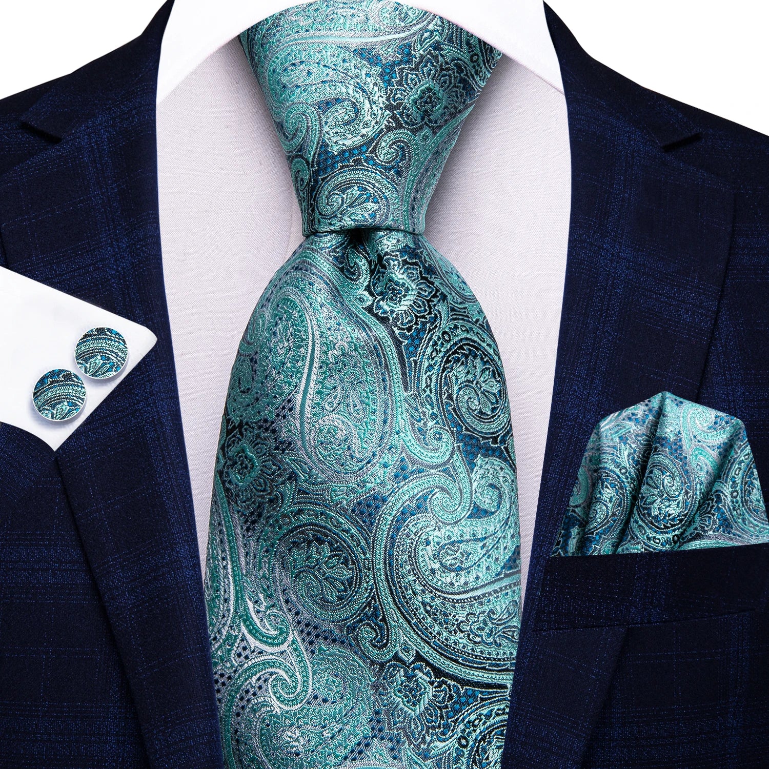 Business Black Solid Paisley Men's Tie Neck Strip Ties Men Formal