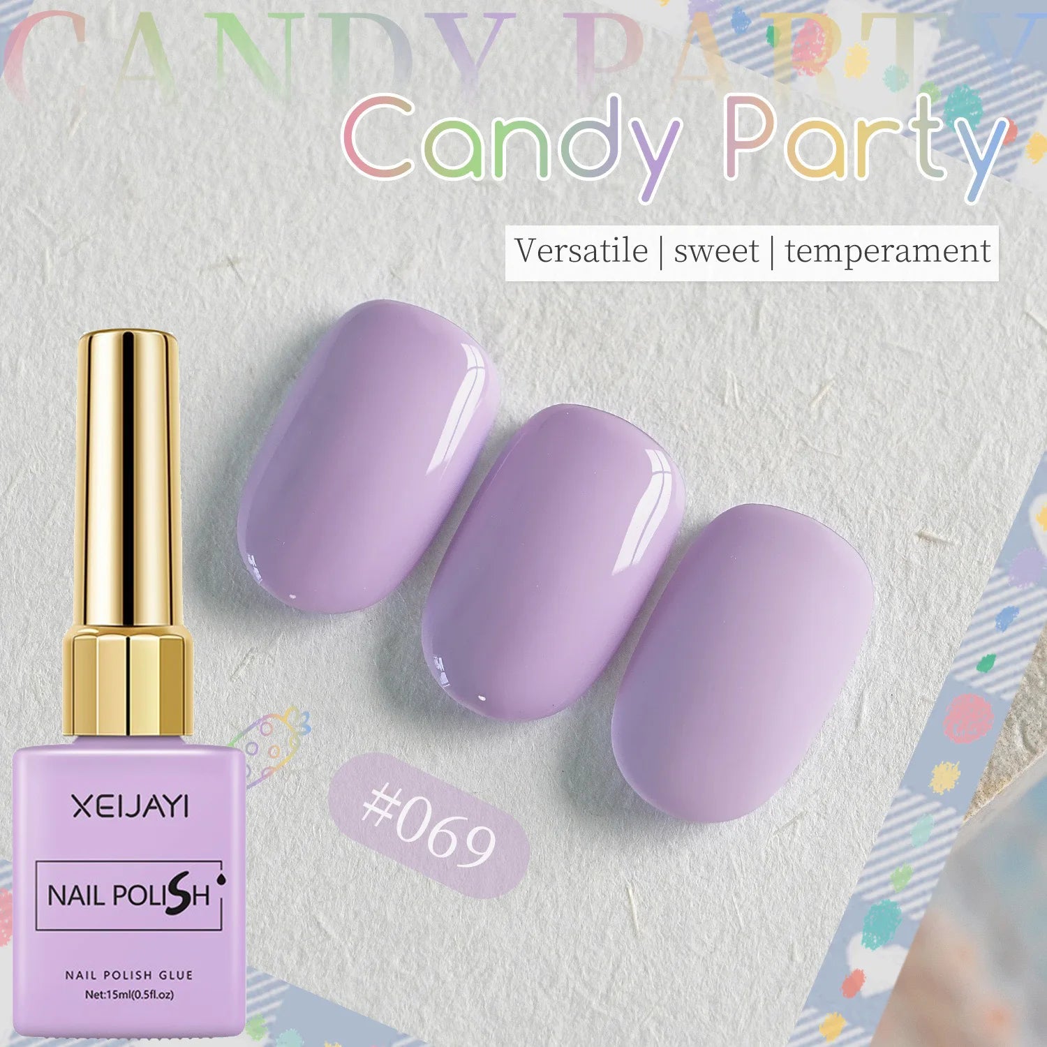 Candy Color Gel Nail Polish Set, 6 Colors High Saturation Macaron Solid Nail Gel, Pastel Purple Peach Pink Salon Quality Varnish Qme W069
