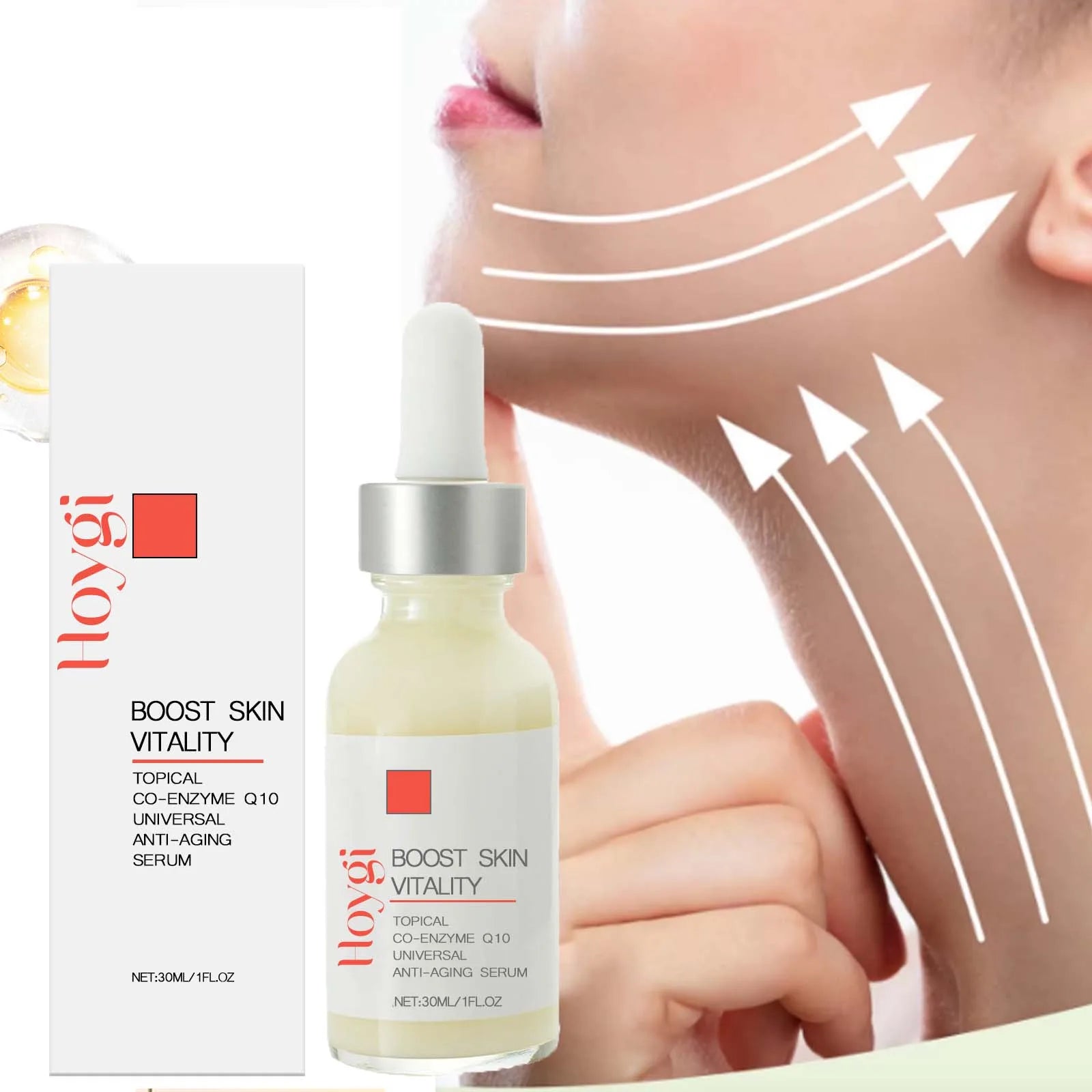 Face & Neck Firming Serum Deep Nourish Fade Fine Lines Lifting Tighten Skin Topical Co-Enzyme Q10 Universal Anti-Aging Serum Qme