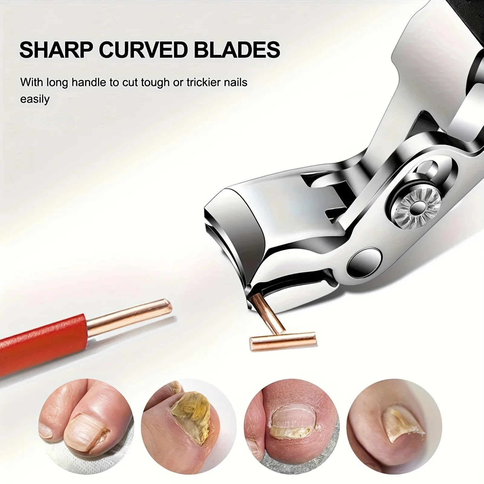 Angled Head Nail Clippers Seniors Ergonomic Toenail Clipper Thick Qme
