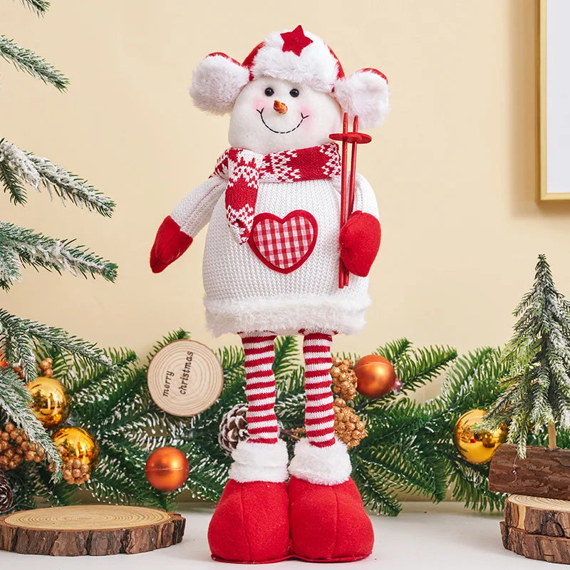 Retractable Santa Doll Knit Sweater Long Leg Ski Figure Christmas Qme B