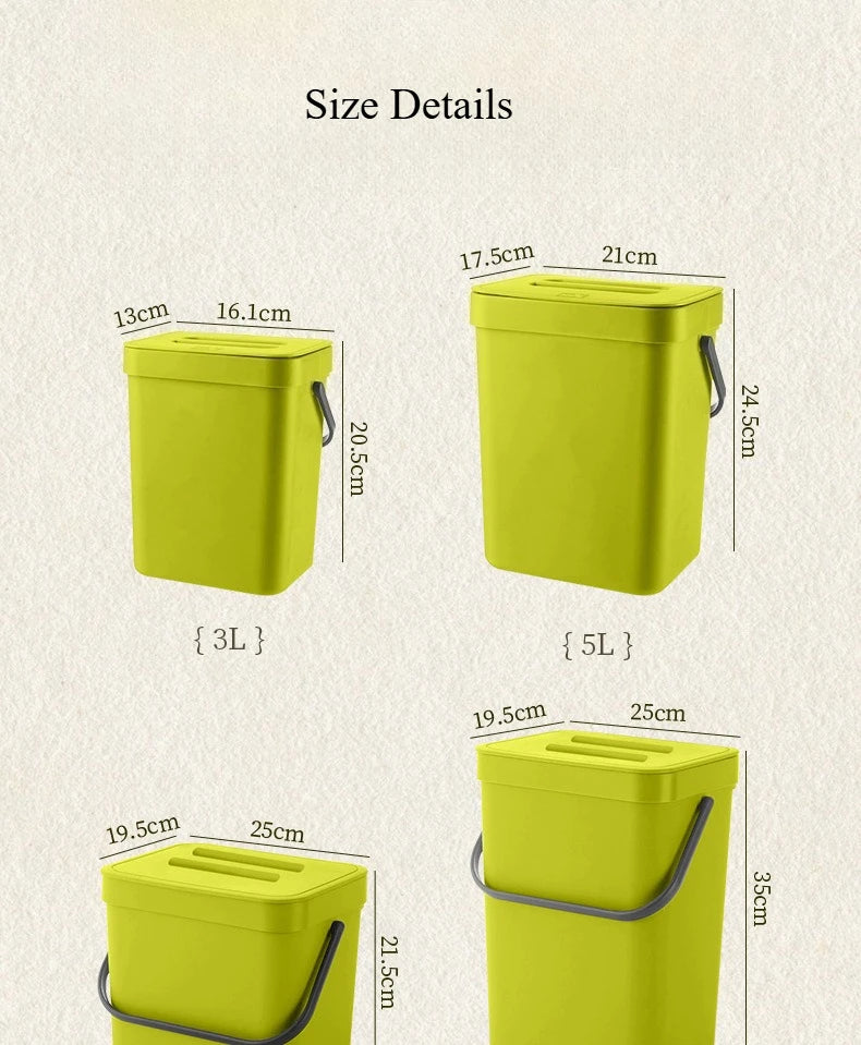 Large Capacity Under Cabinet Trash Can with Lid,Thickened Hanging Garbage Bin No Drilling,Space-Saving Simple Style for Kitchen Qme