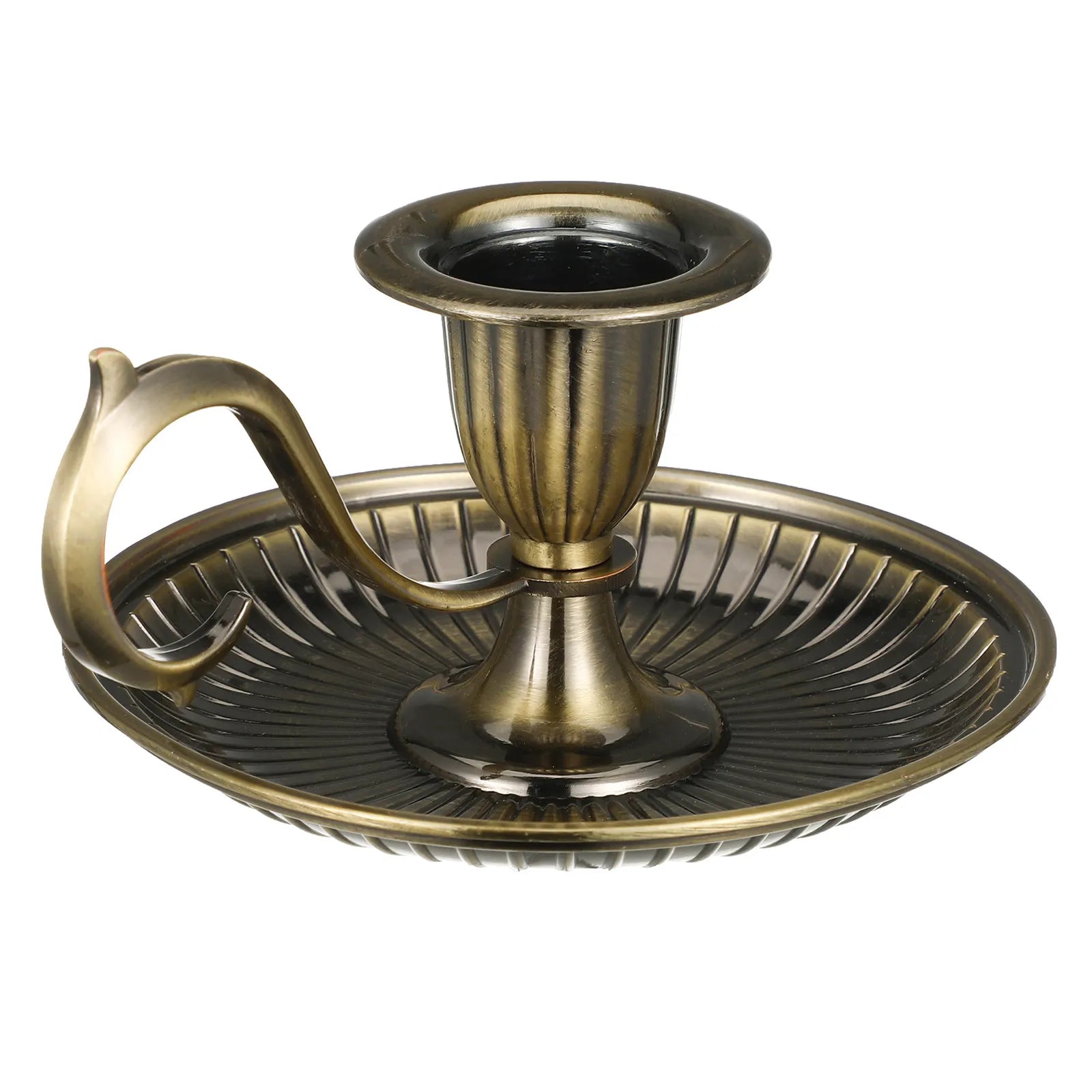 Retro Metal Taper Holder Vintage Style Large Handle Decorative Table Stand for Birthday Thanksgiving Christmas Qme