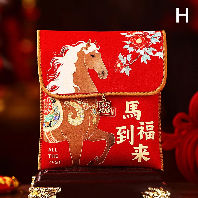 2026 Year Horse Fabric Red Envelope Traditional Lucky Money Bag Qme H
