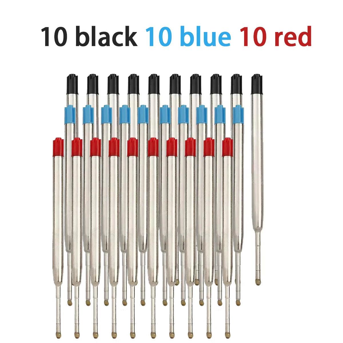 5-30pcs L:3.9 In Ballpoint Pen G2 Metal Refills Blue/Black/Red Ink for Pens Medium Point Rods for Writing Office Stationery Qme 10black 10blue 10red